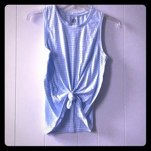 Pastel blue and white striped tank top